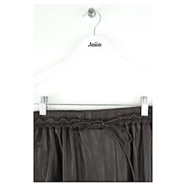 Yves Salomon-Leather skirt-Brown