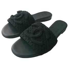 Chanel-CHANEL Mules Coco Beach black Collection Eté 2024 NEUVES 40-Noir