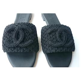 Chanel-CHANEL Mules Coco Beach black Collection Eté 2024 NEUVES 40-Noir