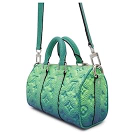 Louis Vuitton-Louis Vuitton Handbag Taurillon Illusion Keepall XS-Blue,Green