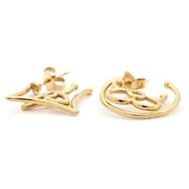 Louis Vuitton-Louis Vuitton Asymmetrical Monogram Earrings-Golden