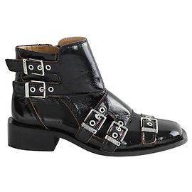 Ganni Lacklederstiefel Schwarz