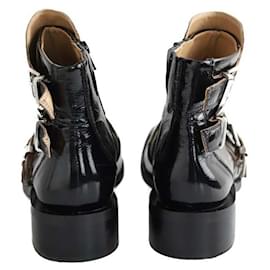 Ganni-Boots en cuir verni-Noir