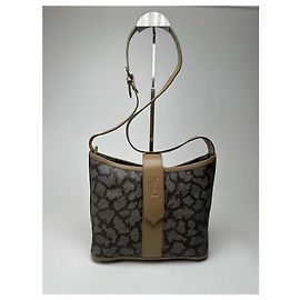 Bolsa de ombro de couro vintage Yves Saint Laurent Cinza