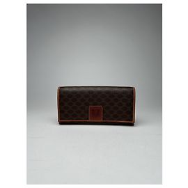 Céline Vintage Celine monogram Leather Wallet Brown Brown