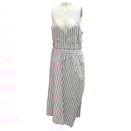 Autre Marque-Derek Lam 10 Crosby Poppy / Coquelicot Striped Sleeveless Midi Dress-Multiple colors