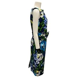 Autre Marque-Samantha Sung Navy Multi Belted Floral Midi Dress-Navy blue