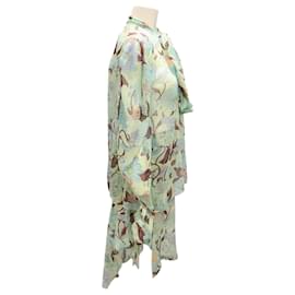 Stella Mc Cartney-Stella McCartney Mint Multi 2023 Floral Garden Print Blouse and Asymmetric Skirt Two-Piece Set-Green