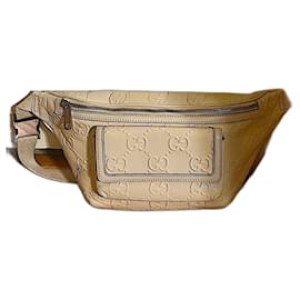 Gucci-Authentic Gucci Pre-Fall ‘23 White Leather Jumbo GG Belt Bag-White