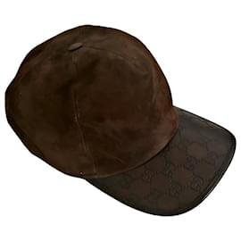 Gucci-Boné de camurça e couro Guccissima raro Gucci Tom Ford autêntico-Marrom