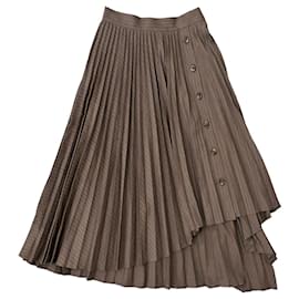 Miss Sixty-Miss Sixty pine stripe pleated asymmetrical midi skirt grey XS-Grey,Bronze
