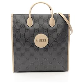 Gucci-Gucci Nylon Leather GG Tote Bag-Grey