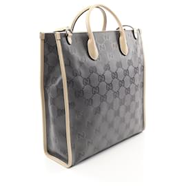 Gucci-Gucci Nylon Leather GG Tote Bag-Grey