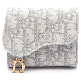 Dior-Dior Saddle Oblique Canvas Leather Wallet-Grey