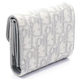 Dior-Dior Saddle Oblique Canvas Leather Wallet-Grey