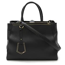 Fendi-Fendi 2JOURS Leather Handbag-Black