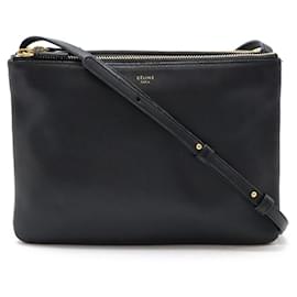 Céline-Celine Trio Large Lambskin Shoulder Bag Black-Black
