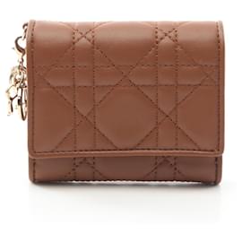 Dior-Dior Lady Dior Lotus Leather Wallet Brown-Brown