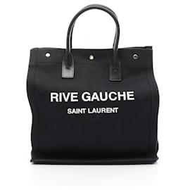 Yves Saint Laurent-Yves Saint Laurent RIVE GAUCHE Canvas Leather Tote-Black