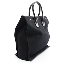 Yves Saint Laurent-Yves Saint Laurent RIVE GAUCHE Canvas Leather Tote-Black