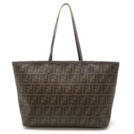 Fendi-Fendi Zucca Pattern Tote Bag PVC/Leather-Brown