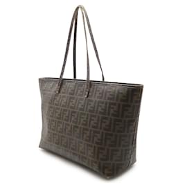 Fendi-Fendi Zucca Pattern Tote Bag PVC/Leather-Brown