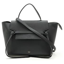 Céline-Celine Mini Belt Bag Leather 2WAY Handbag-Black