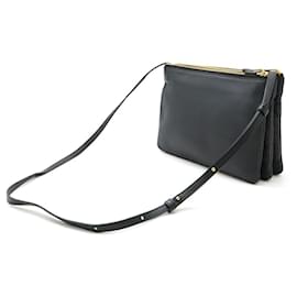 Céline-Celine Trio Large Leather Shoulder Bag Black-Black