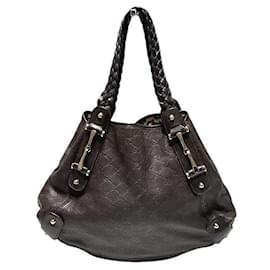 Gucci-Gucci Leather Horsebit Tote Bag-Brown