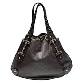 Gucci-Gucci Leather Horsebit Tote Bag-Brown