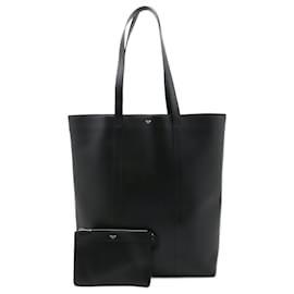 Céline-Celine Leather Museum Tote Bag Black-Black