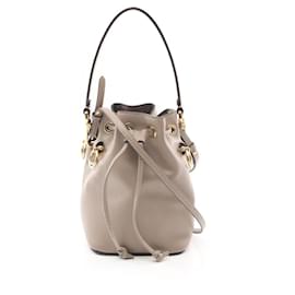 Fendi-Fendi Mini Montresor Leather Handbag-Brown,Beige