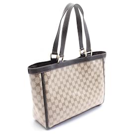 Gucci-Gucci Abbey GG Crystal Tote Bag PVC Leather-Brown,Beige