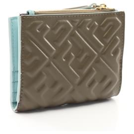Fendi-Fendi Leather Slim Baguette FF Pattern Wallet-Brown
