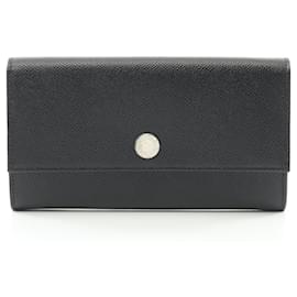 Bulgari-Bvlgari Leather Bifold Long Wallet Black-Black