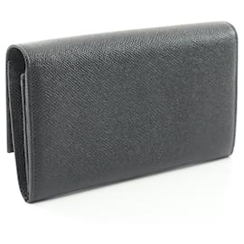 Bulgari-Bvlgari Leather Bifold Long Wallet Black-Black