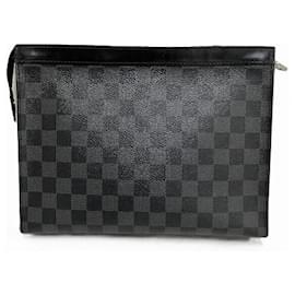 Louis Vuitton-Louis Vuitton Damier Graphite Pochette Voyage MM Clutch-Black