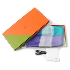 Hermès-HERMES Silk Muslin Chiffon Stole Multicolor-Multiple colors