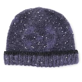 Louis Vuitton-Louis Vuitton Nylon Mohair Knit Hat Purple-Purple