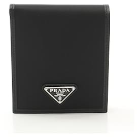 Prada-Prada Nylon Saffiano Leather Bifold Wallet Black-Black