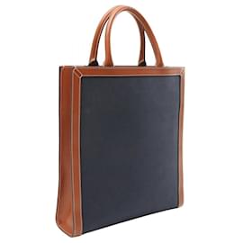 Céline-Celine Canvas Leather Vertical Cabas Small Tote Bag-Blue