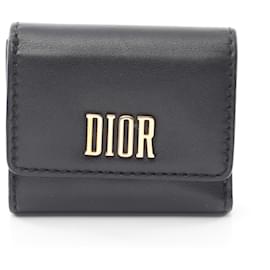 Dior-Dior Leather Trifold Wallet Black-Black