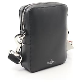 Valentino Garavani-Valentino VLTN Logo Leather Shoulder Bag-Black