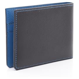 Hermès-Hermes Evercolor H-Serial Card Case Black/Blue-Black