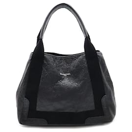 Balenciaga-Sac cabas en cuir navy avec logo Balenciaga-Noir
