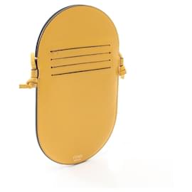 Fendi-Fendi Leather Phone Holder Shoulder Bag-Yellow