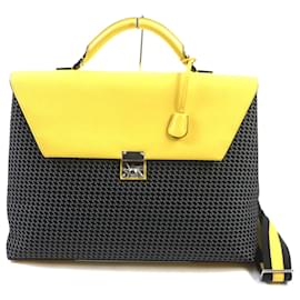Valextra-Valextra Canvas Briefcase-Yellow