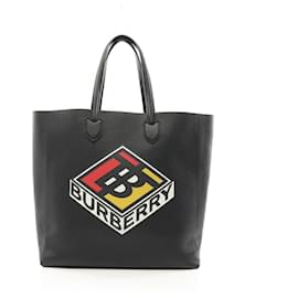 Burberry-Burberry Leather LG KANE Tote Bag-Black