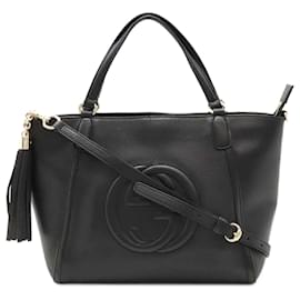 Gucci-Gucci Soho Interlocking G Leather Tote Bag-Black