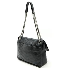 Yves Saint Laurent-Yves Saint Laurent Niki Medium Leather Chain Bag-Black